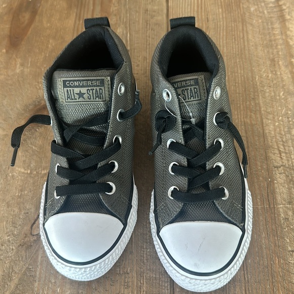 Converse ALL STAR Kicks Kids Army Green Khaki Black Brand New US1/13.5UK/32EU - Picture 3 of 8